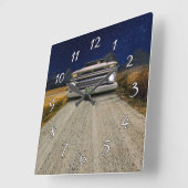 Oude Rat Rod Pickup Truck Zombie Driver Vierkante Klok (Hoek)