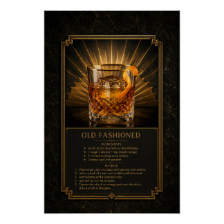 Oude Recept Poster voor Cocktailbar | Bar Kunst