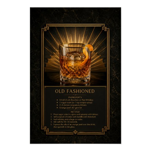 Oude Recept Poster voor Cocktailbar | Bar Kunst (Voorkant)