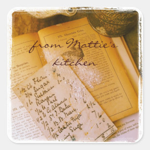 Oude recepten vierkante stickers