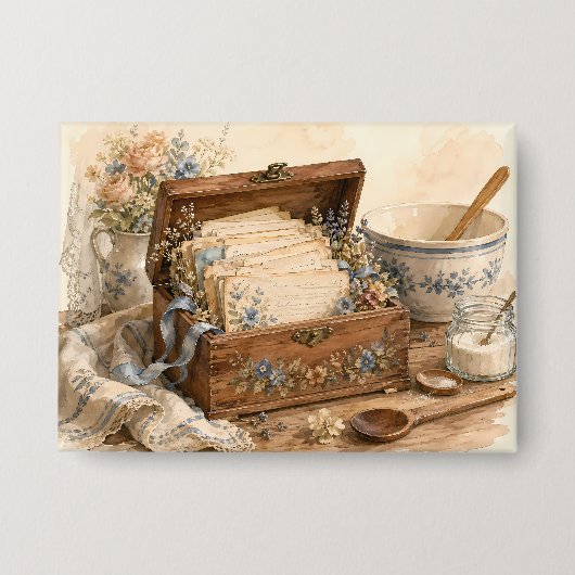 Oude Receptendoos Cottage Keuken Button (Voorkant)