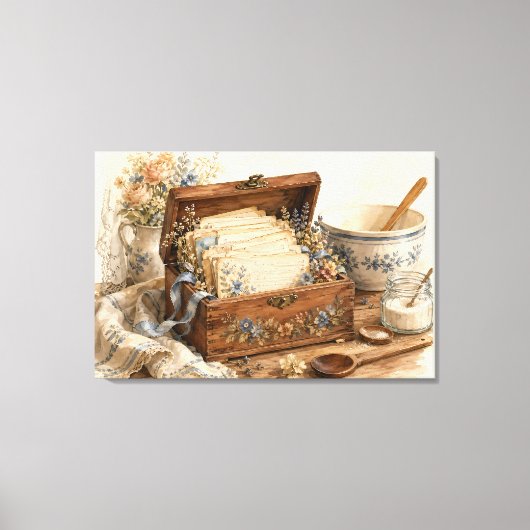 Oude Receptendoos Cottage Keuken Canvas Afdruk (Voorkant)