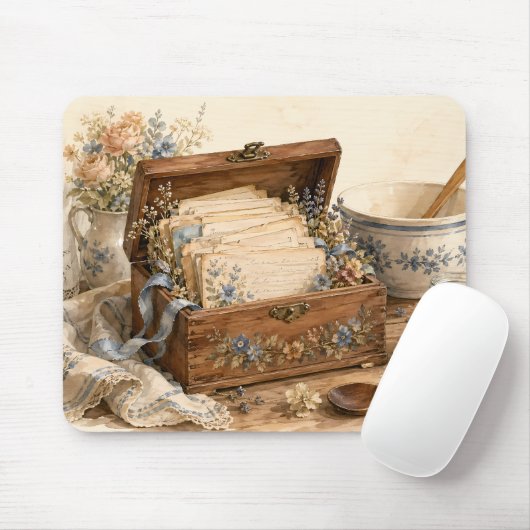 Oude Receptendoos Cottage Keuken Muismat (Met muis)