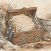 Oude Receptendoos Cottage Keuken Sticker (Voorkant)