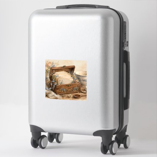 Oude Receptendoos Cottage Keuken Sticker (Koffer)
