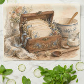 Oude Receptendoos Cottage Keuken Theedoek (Gevouwen)