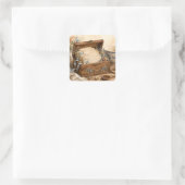 Oude Receptendoos Cottage Keuken Vierkante Sticker (Tas)