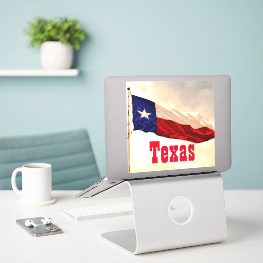 Oude Rechthoekige Stijl Texas Vlag Sticker (Laptop op bureau)