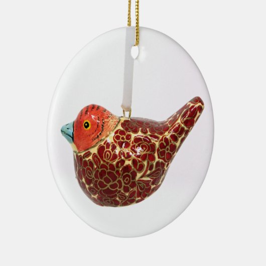 Oude Red-Gold Flowered Partridge Bauble Keramisch Ornament (Rechts)