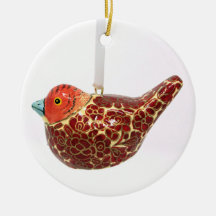 Oude Red-Gold Flowered Partridge Bauble