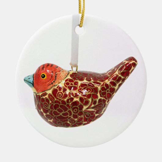 Oude Red-Gold Flowered Partridge Bauble Keramisch Ornament (Voorkant)