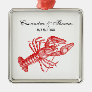 Oude Red Lobster #1 Tekening Metalen Ornament