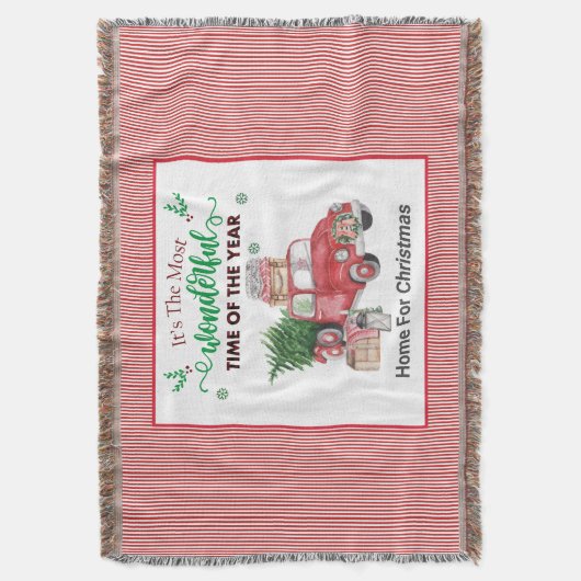 Oude Red Truck Tree Home voor Kerstmis Deken (Voorkant Verticaal)