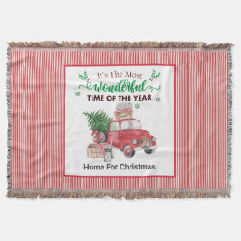Oude Red Truck Tree Home voor Kerstmis Deken