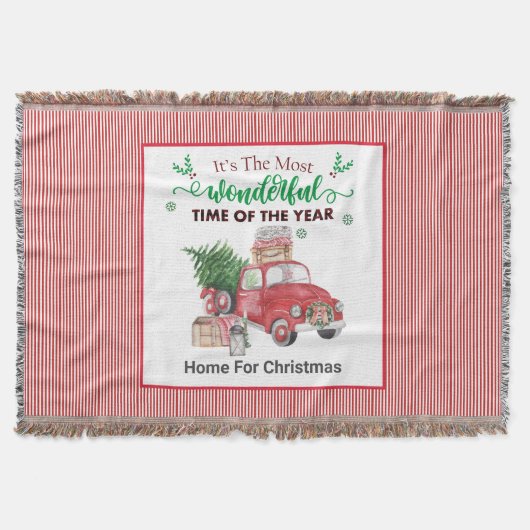 Oude Red Truck Tree Home voor Kerstmis Deken (Voorkant)