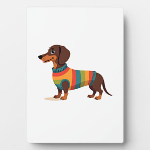 Oude regenboog trui Das cute lange hond Il Fotoplaat