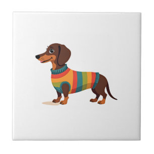 Oude regenboog trui Das cute lange hond Il Tegeltje