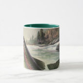 Oude regenboogforel visser vissen op vis mok (Midden)