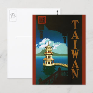 Oude Reis Azië, Taiwan Pagode Getrapte Toren Briefkaart