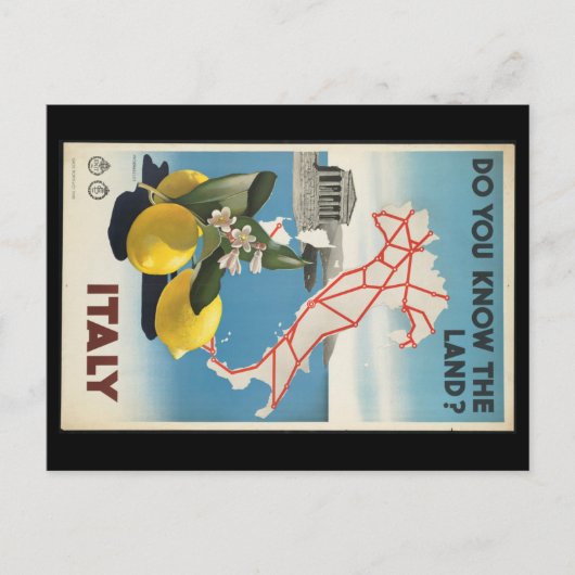 Oude reis Italië kaart met citroenen (Voorkant)