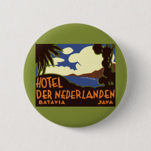 Oude Reis Jakarta Indonesië Hotel Nederlanden Ronde Button 5,7 Cm