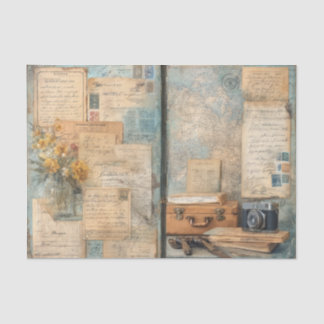 Oude Reis Koffer Antieke Wereldkaart Retro Tissuepapier