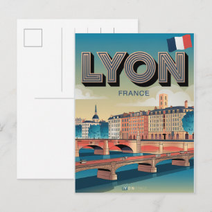 Oude reis LYON stad frans Rhône Alpes geschenken Briefkaart