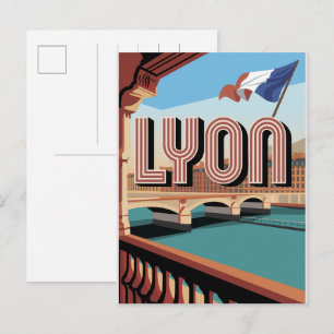 Oude reis LYON stad frans Rhône Alpes geschenken Briefkaart