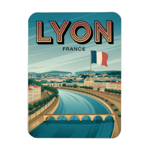 Oude reis LYON stad frans Rhône Alpes geschenken Magneet