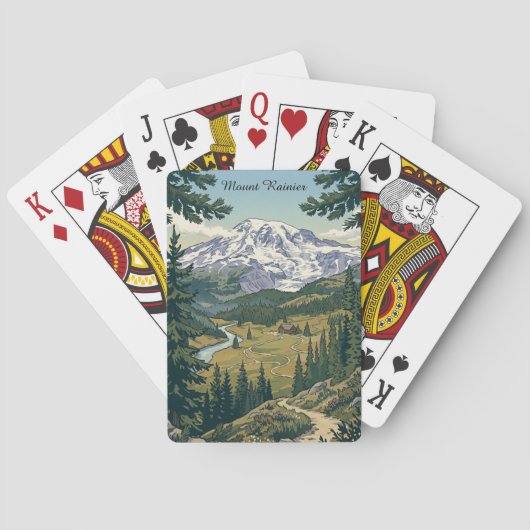 Oude Reis Mount Rainier Nationaal Park Pokerkaarten (Achterkant)