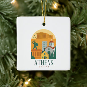 Oude reis naar Athene Griekenland  – Parthenon Keramisch Ornament