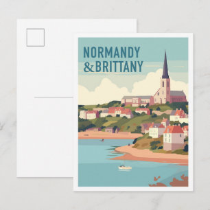 Oude reis naar Normandië en Bretagne Briefkaart