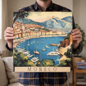 Oude reis scène haven van Monaco Aangepaste tekst Canvas Afdruk