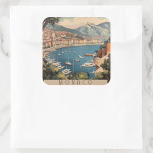 Oude reis scene in de haven van Monaco met aangepa Vierkante Sticker