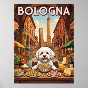 Oude Reisaffiches Bologna Italië Hond Pasta Poster