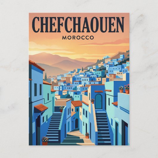Oude Reisansichtkaart | Chefchaouen, Marokko Briefkaart (Voorkant)