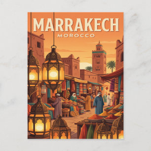 Oude Reisansichtkaart Marrakech Marokko Briefkaart