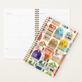 Oude reisbiljetten patroon. bagage label hals t planner (Display)