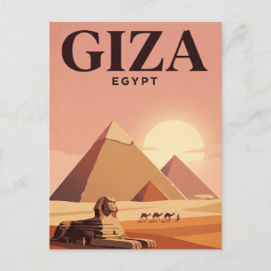 Oude Reisbriefkaart Giza, Egypte Briefkaart