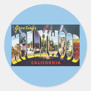 Oude reisgroeten uit Hollywood Californië Ronde Sticker