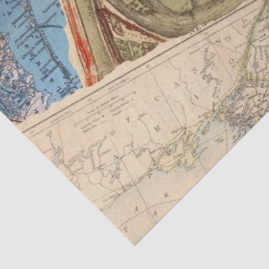 Oude  reiskaarten tissuepapier (Detail)