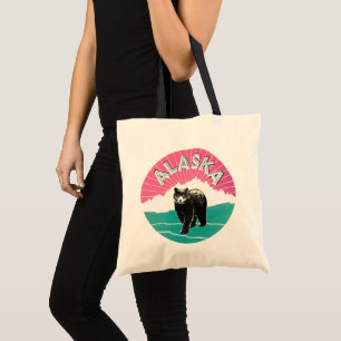 Oude Reisposter, Alaska Zwarte Beer in Sneeuw Tote Bag