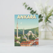 Oude reisposter Ankara Turkije Moskee Briefkaart (Staand voorkant)