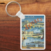 Oude Reisposter, Antibes, Frankrijk Sleutelhanger (Voorkant)