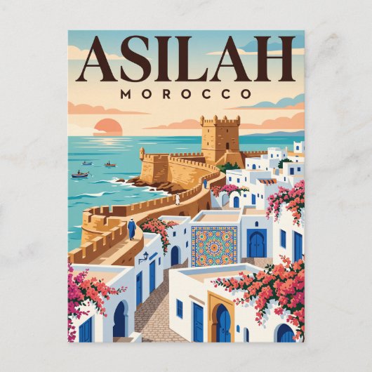 Oude Reisposter | Asilah Marokko Briefkaart (Voorkant)