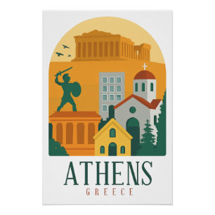 Oude Reisposter Athene Griekenland   Parthenon Perfect Poster
