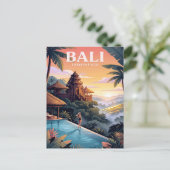 Oude Reisposter | Bali Indonesië Briefkaart (Staand voorkant)