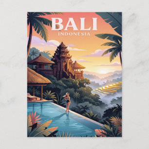 Oude Reisposter   Bali Indonesië Briefkaart
