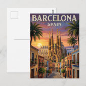Oude Reisposter Barcelona Briefkaart (Voorkant / Achterkant)