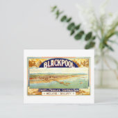 Oude reisposter Blackpool Engeland Briefkaart (Staand voorkant)